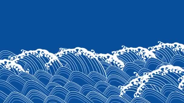 Japanese-style blue waves. Video background material.  - Footage, Video