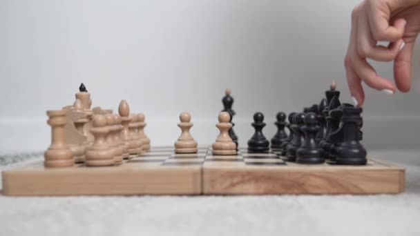 Een close-up van het schaakbord - Video