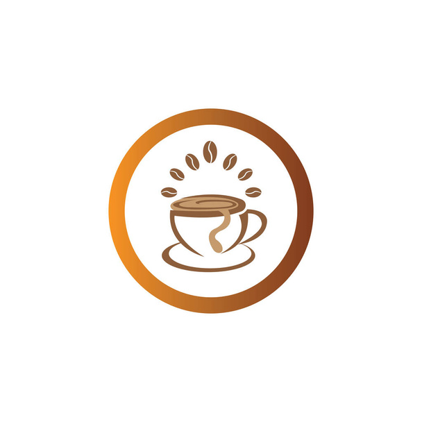 コーヒーカップロゴカラーイラスト、サークルデザインベクトルテンプレート - ベクター画像
