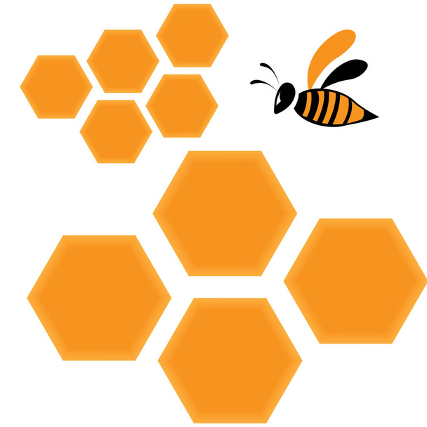 Včelí logo jednoduchý barevný design vektorová šablona - Vektor, obrázek
