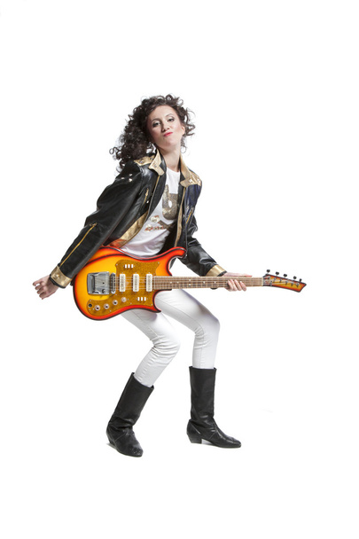 Chica jugando en la guitarra electro
 - Foto, Imagen