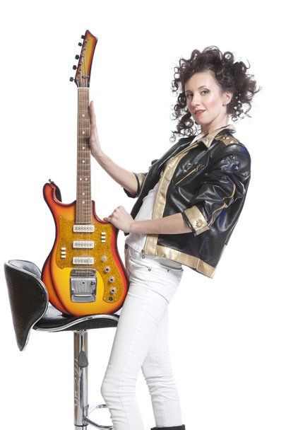 elektromos gitár lány - Fotó, kép