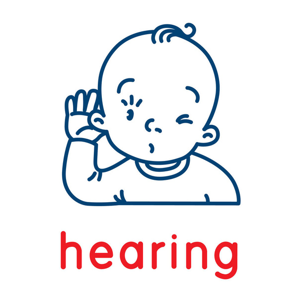 Hearing. Icon of one of five senses - Vector, Image