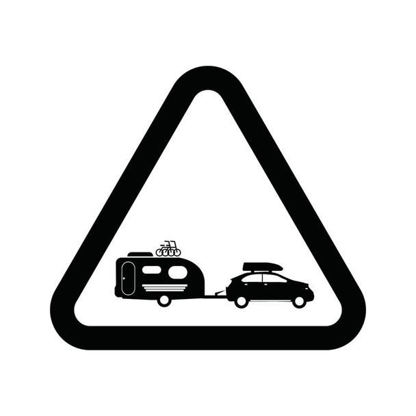 Дорожній знак чорний кемпінг Векторні іконки
 - Вектор, зображення
