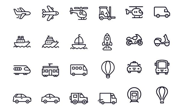 Rodzaj transportu - zestaw ikon zarysu - Wektor, obraz