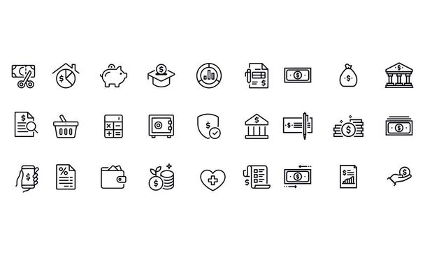Finance And Money Line Icon Set - Vector, Image