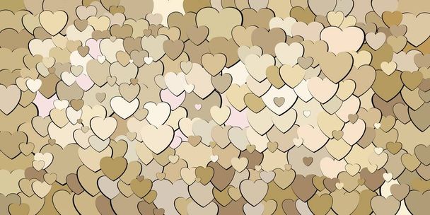 Abstract background with beige hearts - Illustration, Various shades of beige hearts background - Vector, Image