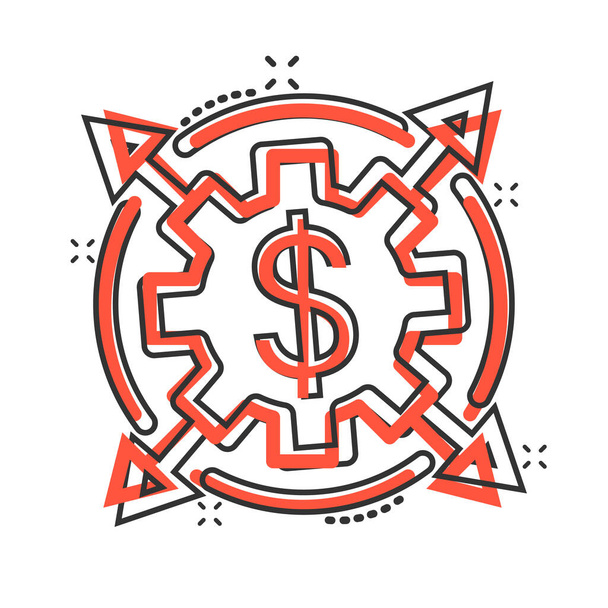 Money revenue icon in comic style. Dollar coin cartoon vector illustration on white isolated background. Finance structure splash effect business concept. - Vector, Image