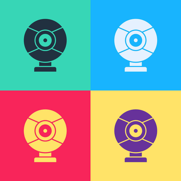 Pop Art Überwachungskamera-Symbol isoliert auf farbigem Hintergrund. Vektor. - Vektor, Bild