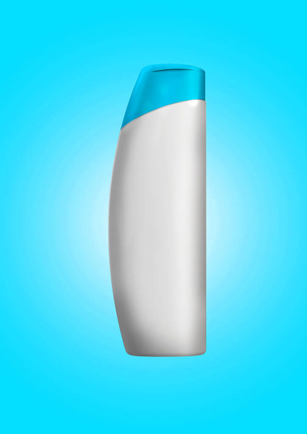 rendu 3D - Image haute résolution blanc modèle de bouteille de shampooing isolé sur fond coloré, détails de haute qualité - Photo, image