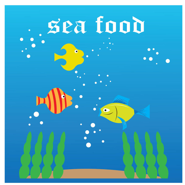 assorted colorful sea fish, aquarium design vector background - Vector, Image
