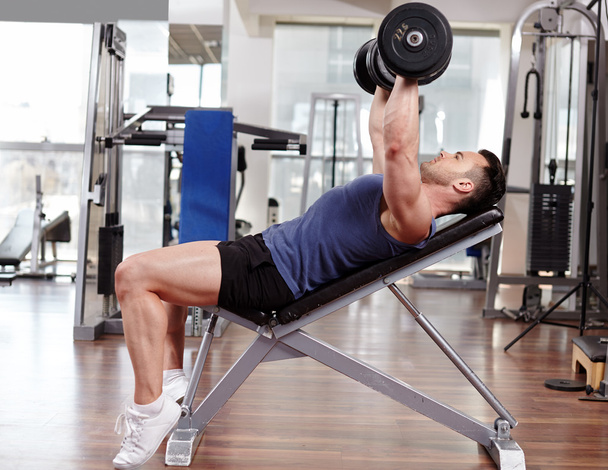 Chest workout on bench press - Zdjęcie, obraz