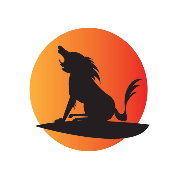 иллюстрация волка на ночном векторном фоне - Вектор,изображение