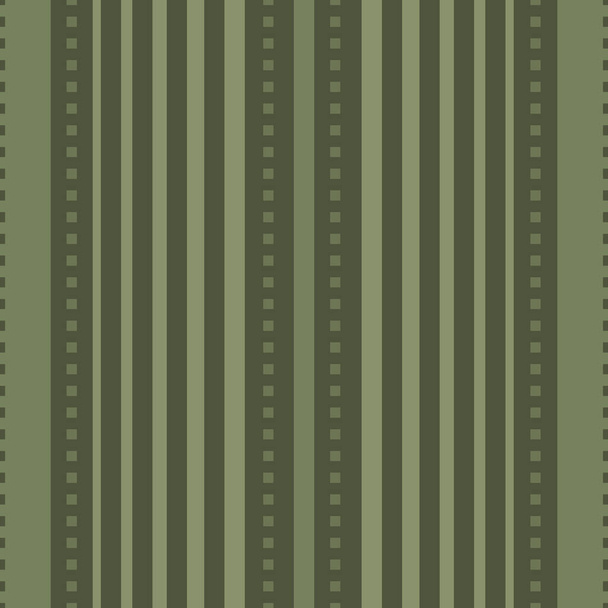 Vektorový steh pruh efekt bezešvé vzor pozadí. Šalvěj na zeleném pozadí se svislými pruhy a simulovaným šitím. Monochromatický design se silnými a tenkými liniemi. Lineární geometrický celý tisk - Vektor, obrázek