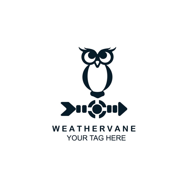 owl weather vane logo line art color emblem illustration vector template design - Vector, Image