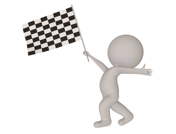 end finish flag white man human character  isolated  for background - Photo, Image