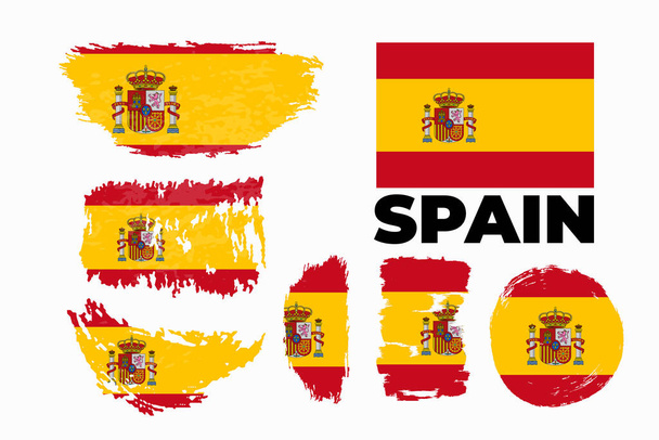 Artystyczny grungy akwarela pędzel flagi Hiszpanii. Szczęśliwego Dnia Niepodległości Hiszpanii - Wektor, obraz