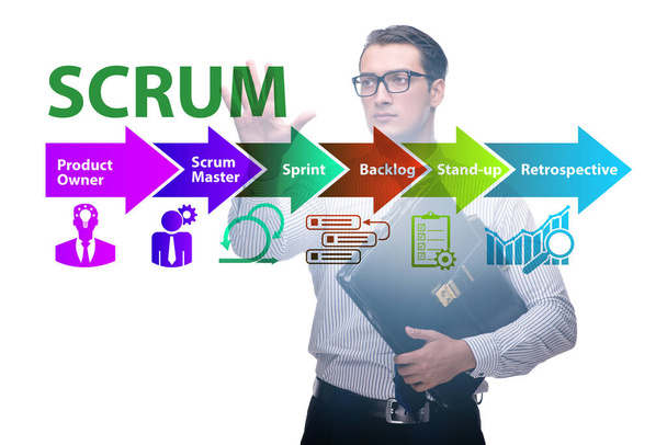 Businessman in SCRUM agile method concept - Photo, Image