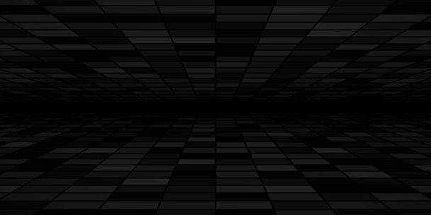 Siyah renkli perspektife sahip soyut fayanslı arkaplan - Vektör, Görsel