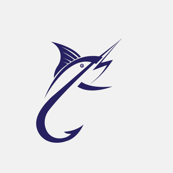 Marlin pesce illustrazione logo astrack design vettore - Vettoriali, immagini