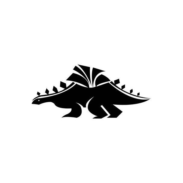 Иллюстрация значка динозавра в черном векторном дизайне - Вектор,изображение