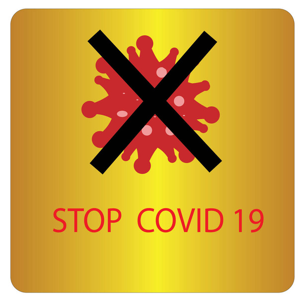 signo, atención a la prohibición para el icono de diseño de vectores de virus Corona - Vector, Imagen