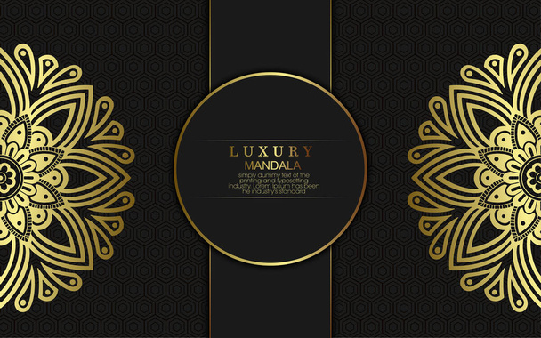 Luxury gold mandala ornate background for wedding invitation, book cover with mandala element style premium vector - Vector, Image