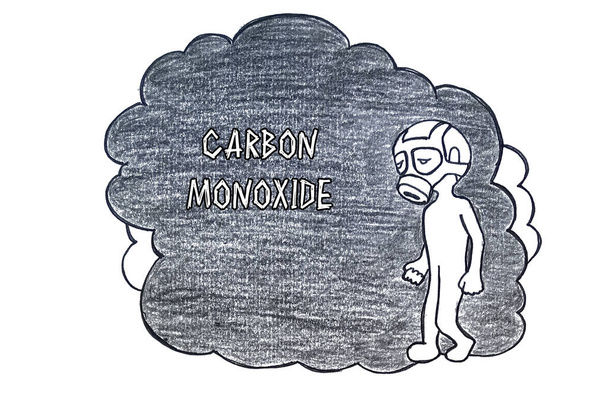 Špatná koncepce ekologie o CARBON MONOXIDE se znakem na kusu papíru - Fotografie, Obrázek