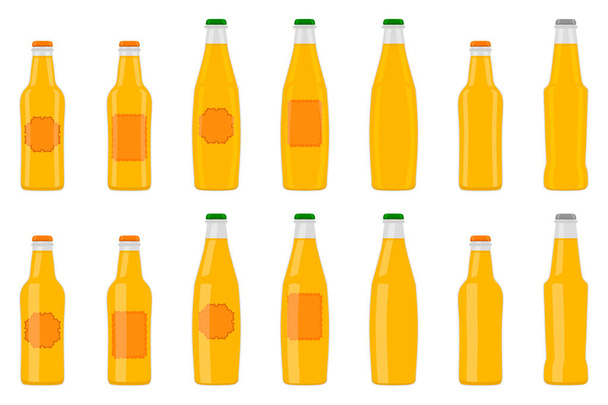 Ilustracja na temat duży zestaw butelki szklane piwo z pokrywką dla browaru. Wzorcowe piwo składające się z wielu identycznych szklanych butelek na białym tle. Butelki szklane to główne wyposażenie dla smakoszy piwa. - Wektor, obraz