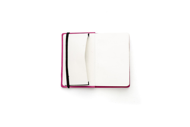 το κενό ημερολόγιο με ανοικτή πλευρά τσέπη, που απομονώνονται σε λευκό - Φωτογραφία, εικόνα