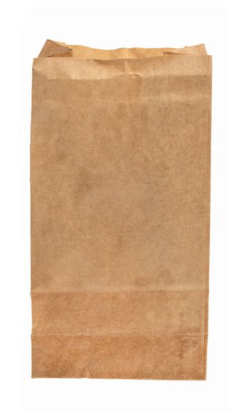 Pasta saco de papel marrom isolado no fundo branco. Saco de compras de papel reciclado no fundo branco. - Foto, Imagem