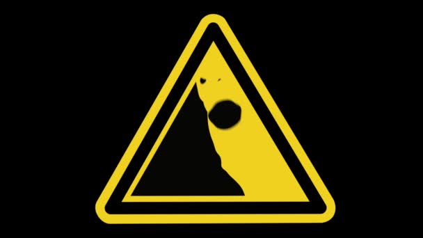 Animated Rocks Falling On A Unstable Cliff Warning Sign - Footage, Video
