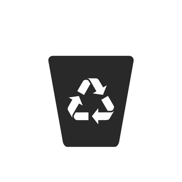 eco garbage icon. recycling, environmentally friendly and environmental management symbol. recycle sign and trash can. isolated vector image in flat style - ベクター画像