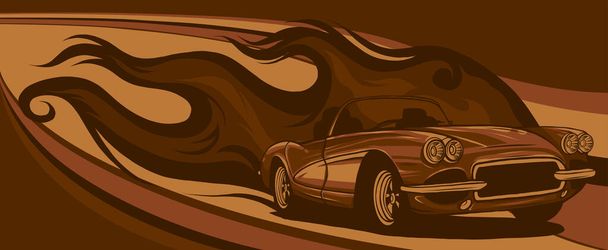 Ilustración de vectores de dibujos animados clásicos calientes del coche personalizado - Vector, imagen
