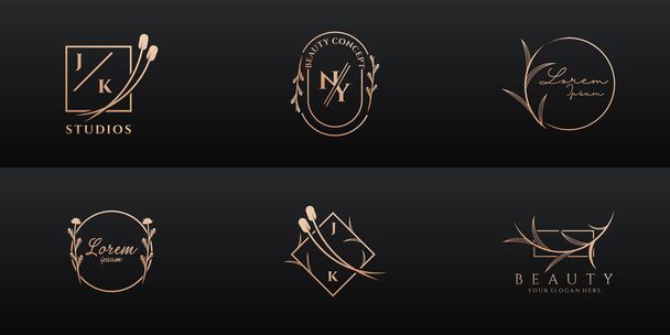 Luxusní kolekce designu loga pro značku a firemní identitu. Logo může být použito pro ikonu, značku, identitu, ženskou, zlatou a obchodní společnost - Vektor, obrázek