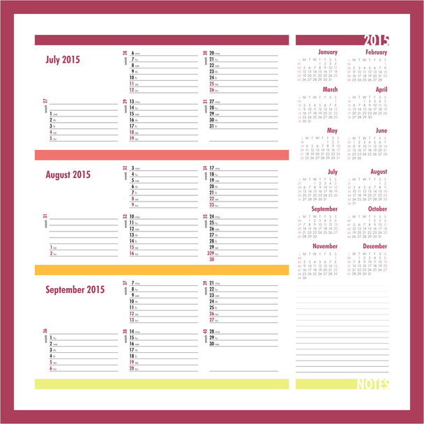 Vektorplaner für 20134 - Drei-Monats-Kalender - Vektor, Bild