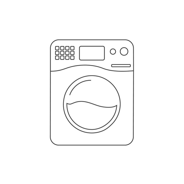 Yıkama vektör çizgisi simgesi. Çamaşır makinesi düz tabela tasarımı. Çamaşır makinesi sembolü  - Vektör, Görsel