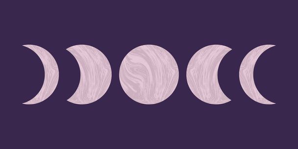 Fases abstratas da lua texturizada vetorial. Mid século moderno minimalista arte estética contemporânea imprimir fundo - Vetor, Imagem