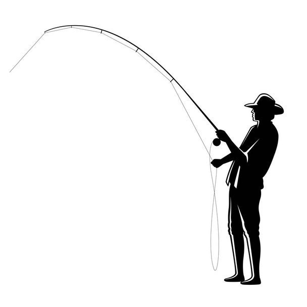 graafinen kalastaja valkoisella pohjalla - Vektori, kuva