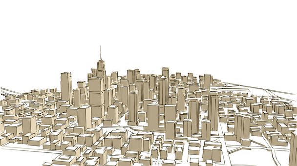 modernes Stadtpanorama 3D-Illustration - Foto, Bild