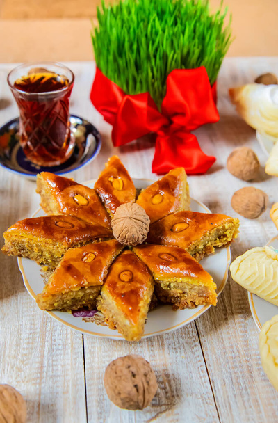 Navruz, an Azerbaijani national holiday. Sweets. Selective focus Food - Photo, Image