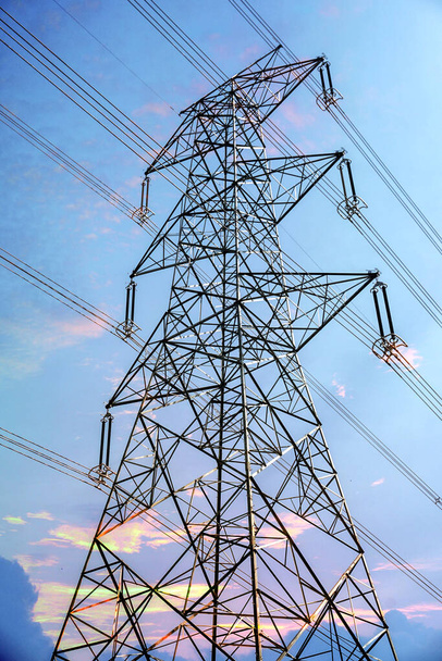 High voltage transmission towers line - Photo, Image