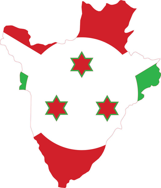 Flag of Burundi cropped inside its map - Vector, Image