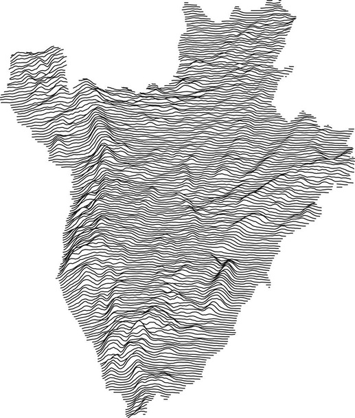 Burundi topográfiai térképe fekete kontúrvonalakkal - Vektor, kép