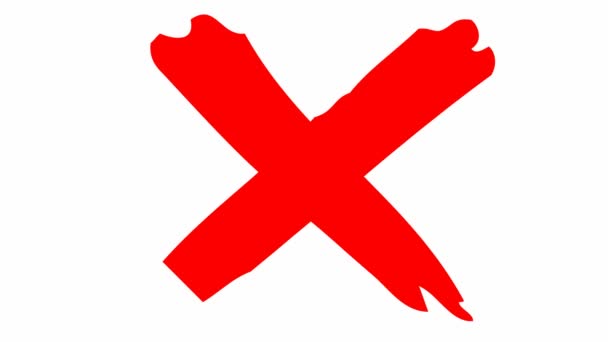 赤い十字が描かれたアニメーションの手が現れます。禁止の概念。白地に隔離されたイラスト. - 映像、動画