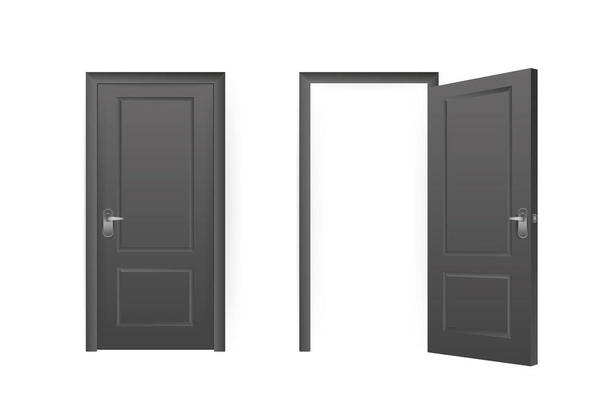 装飾的なデザインのための現実的なドア。家具ベクトルイラストセット。オフィス家具。現実的な3Dサイン。分離ベクトル図. - ベクター画像