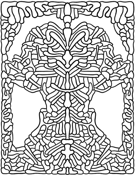 Absztrakt fekete-fehér színezés illusztráció - képzeletbeli szimmetrikus mozaik - Fotó, kép