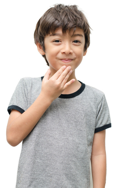 Merci enfant langue des signes à la main sur fond blanc
 - Photo, image