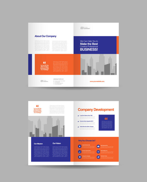 Corporate business bi-fold brochure design and company marketing flyer design template - Vector, Image