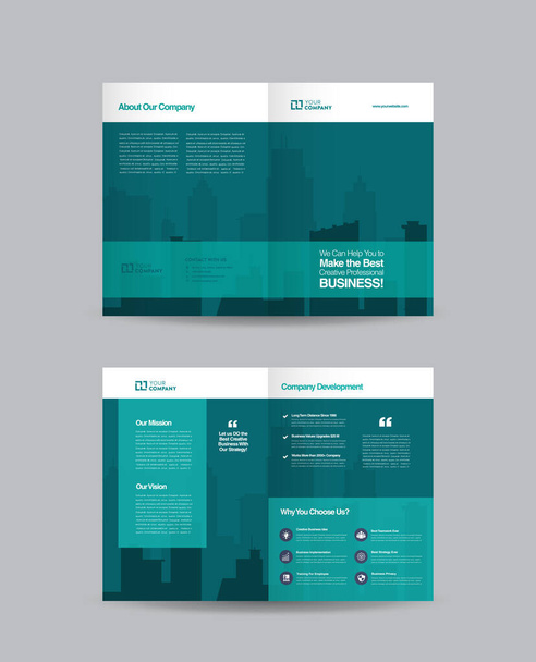 Design de brochura bifold de negócios corporativos e modelo de design de folheto de marketing da empresa - Vetor, Imagem